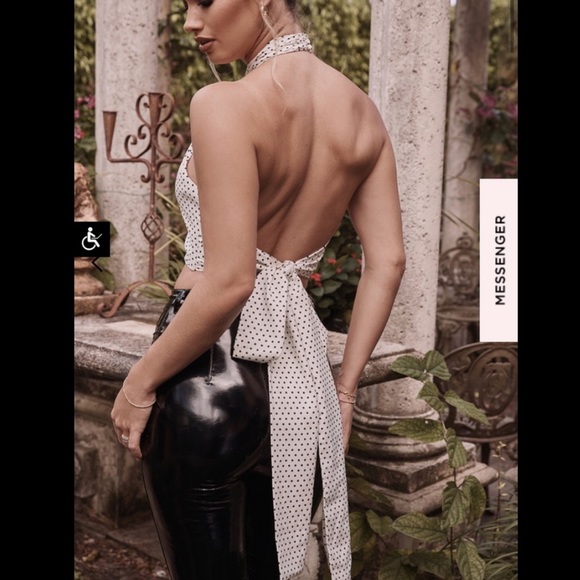 House of CB ELLEN POLKA DOT HALTER TOP Size Medium - Picture 5 of 13